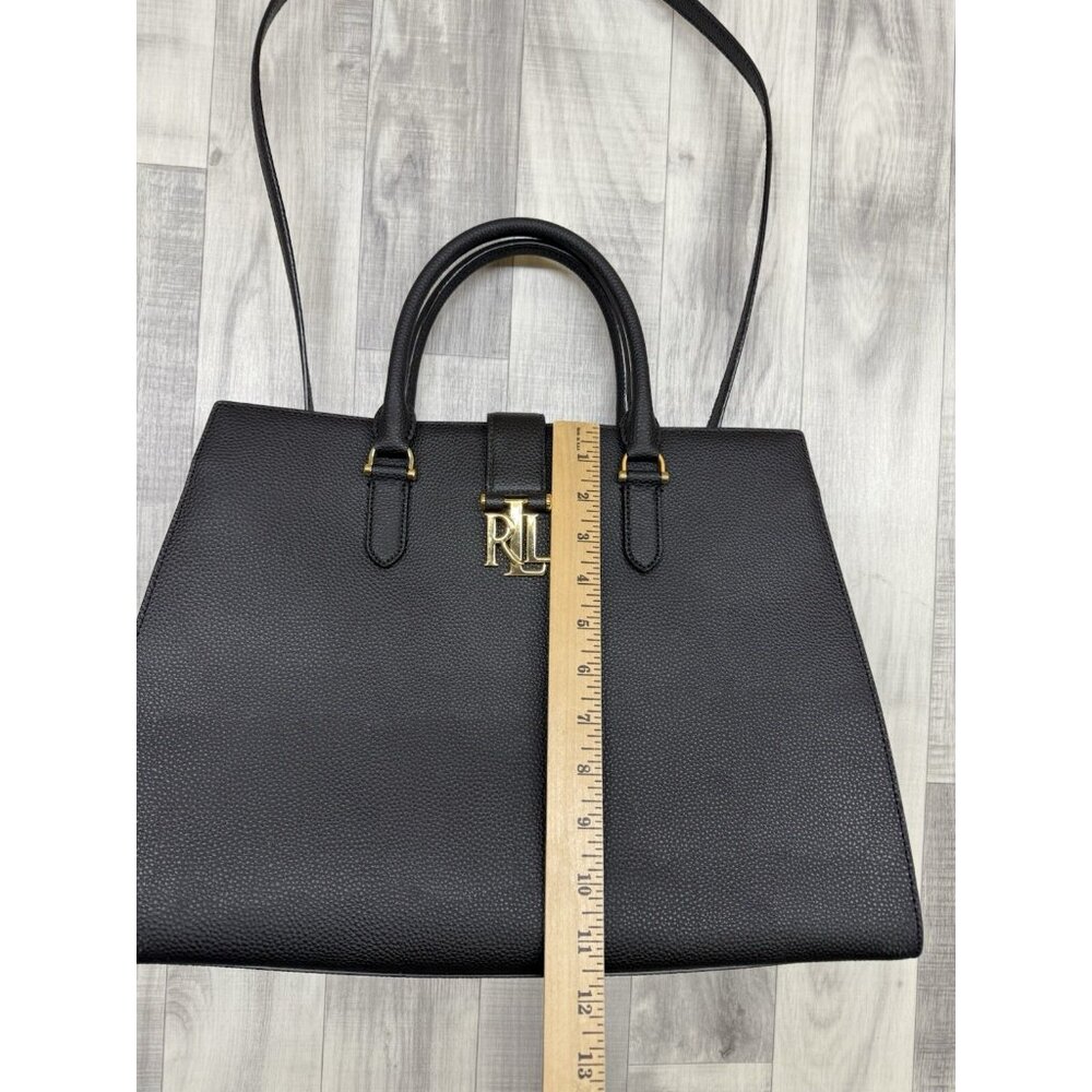✅Ralph Lauren Black Pebbled Leather Brigitte Tote Handbag  Plus Key Chain R.L.L - Picture 11 of 14